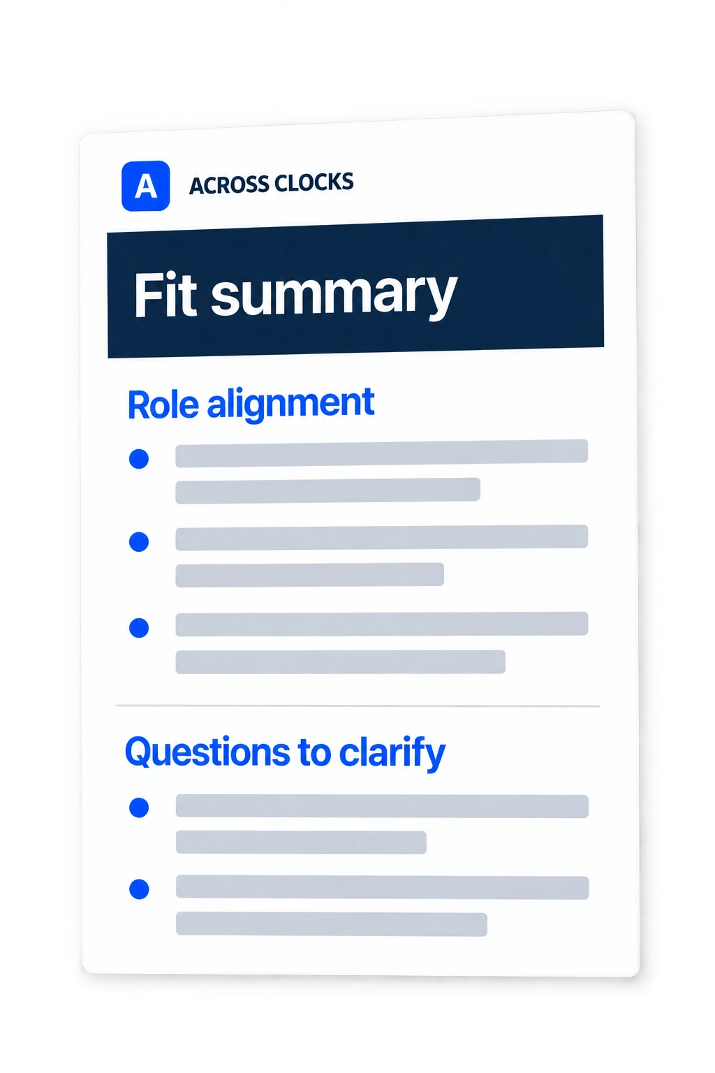 Illustrative fit summary document
